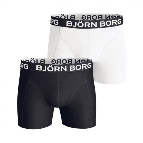 Herren Boxer Björn Borg Solid Cotton Stretch 2-pack- weiß und schwarz Herren Boxer Björn Borg Solid Cotton Stretch 2-pack- weiß und schwarz