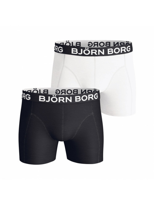 Herren Boxer Björn Borg Solid Cotton Stretch 2-pack- weiß und schwarz