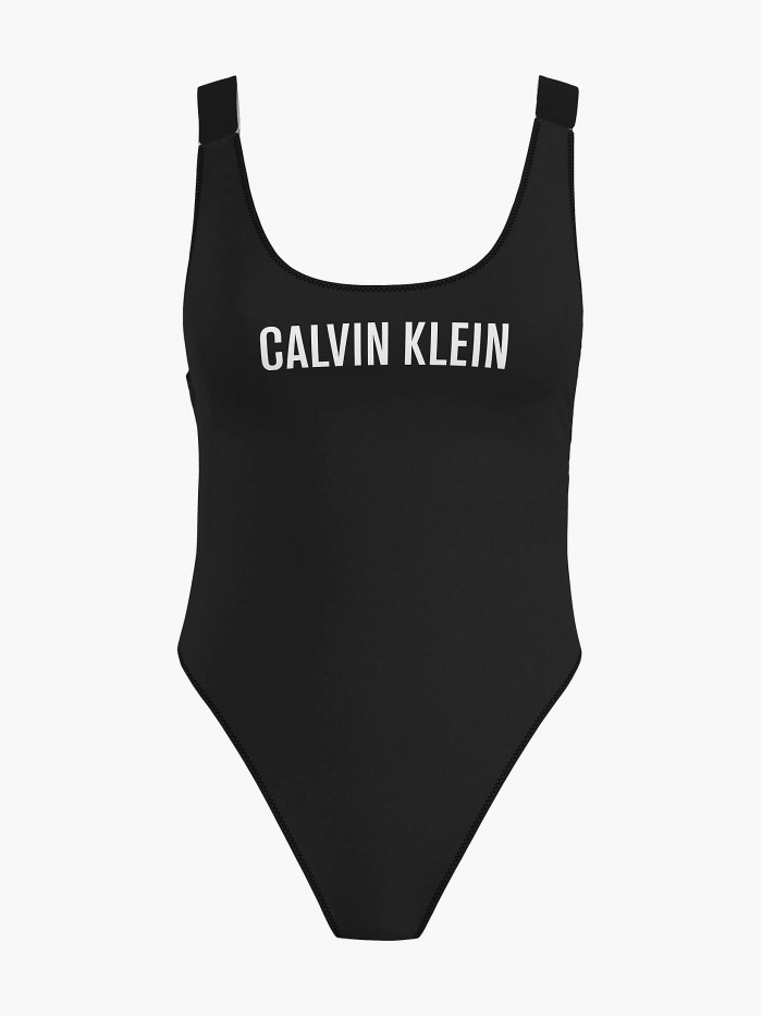 Damen Badeanzug Calvin Klein Scoop Neck Intense Power Schwarz
