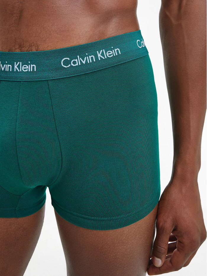 Herren Boxershorts Calvin Klein Cotton Stretch Low Rise Trunk Grün, Blau, Grau 3-pack