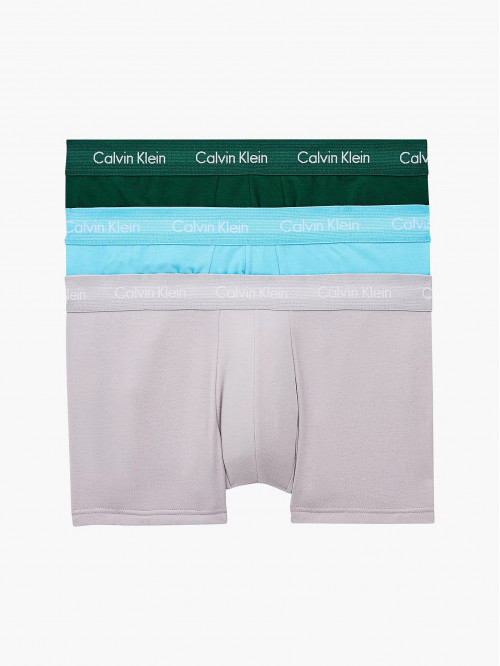 Herren Boxershorts Calvin Klein Cotton Stretch Low Rise Trunk Grün, Blau, Grau 3-pack