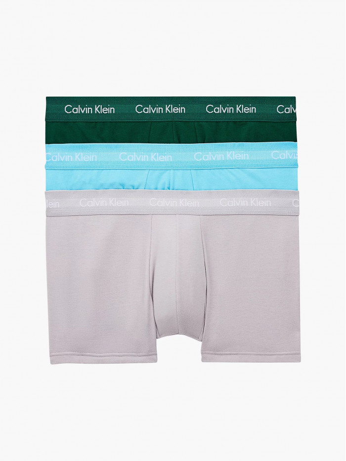 Herren Boxershorts Calvin Klein Cotton Stretch Low Rise Trunk Grün, Blau, Grau 3-pack