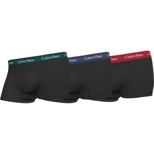 Herren Boxer Calvin Klein Cotton Stretch Low Rise Trunks 3-pack Schwarz - Blau, Grün, Rot Herren Boxer Calvin Klein Cotton Stretch Low Rise Trunks 3-pack Schwarz - Blau, Grün, Rot