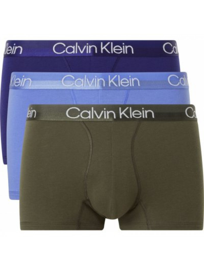 Herren Boxershorts Calvin Klein Structure Cotton Trunk Hellblau, Grün, Dunkelblau 3-pack