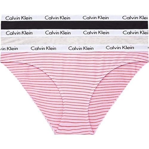 Damen Höschen Calvin Klein Carousel Bikini Grau, Schwarz, Rosa mit Streifen 3-pack Damen Höschen Calvin Klein Carousel Bikini Grau, Schwarz, Rosa mit Streifen 3-pack