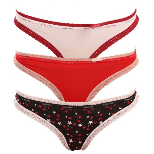 Damen Tangahöschen Calvin Klein Bottoms up Refresh Thong Schwarz, Weiß, Rot 3-pack Damen Tangahöschen Calvin Klein Bottoms up Refresh Thong Schwarz, Weiß, Rot 3-pack