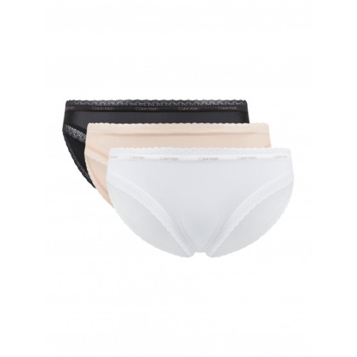 Damen Höschen Calvin Klein Bikini mit Spitze Schwarz, Weiß, Beige 3-Pack Damen Höschen Calvin Klein Bikini mit Spitze Schwarz, Weiß, Beige 3-Pack