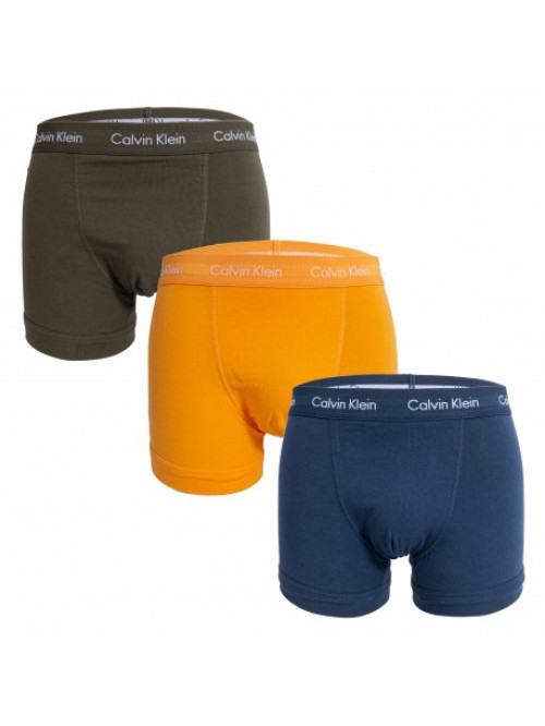 Herren Boxershorts Calvin Klein Cotton Stretch Trunk Dunkelgrün, Orange, Blau 3-pack