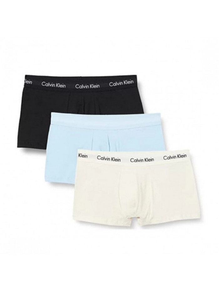 Herren Boxer Calvin Klein Cotton Stretch Low Rise Trunk Hellblau, Weiß, Schwarz 3-pack