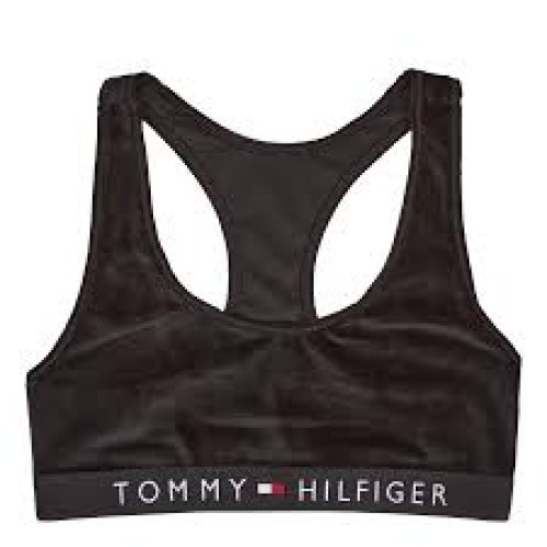 Damen Tommy Hilfiger Unlined Bralette Velour Schwarz Damen Tommy Hilfiger Unlined Bralette Velour Schwarz