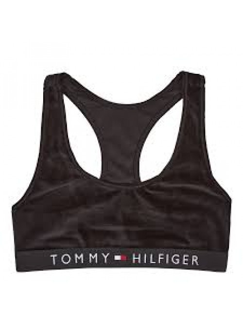 Damen Tommy Hilfiger Unlined Bralette Velour Schwarz