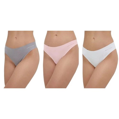 Damen Tommy Hilfiger Seamless Brazilian Bikini Slips 3er-Pack – Rosa, Grau, Weiß Damen Tommy Hilfiger Seamless Brazilian Bikini Slips 3er-Pack – Rosa, Grau, Weiß