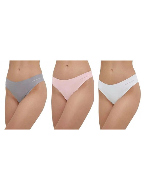 Damen Tommy Hilfiger Seamless Brazilian Bikini Slips 3er-Pack – Rosa, Grau, Weiß