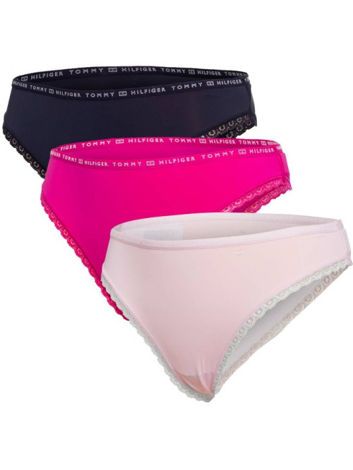 Damen Tommy Hilfiger Recycled Micro Lace Bikini Hellrosa, Dunkelrosa, Schwarz 3er-Pack