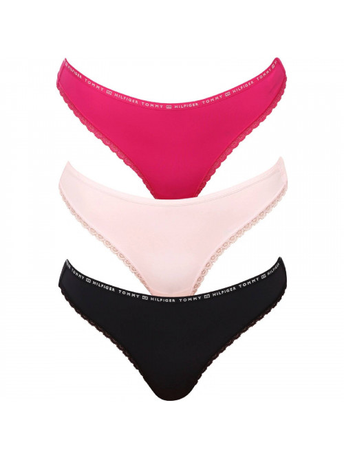 Damen Tommy Hilfiger Recycled Micro Lace Thong Hellrosa, Dunkelrosa, Schwarz 3er-Pack