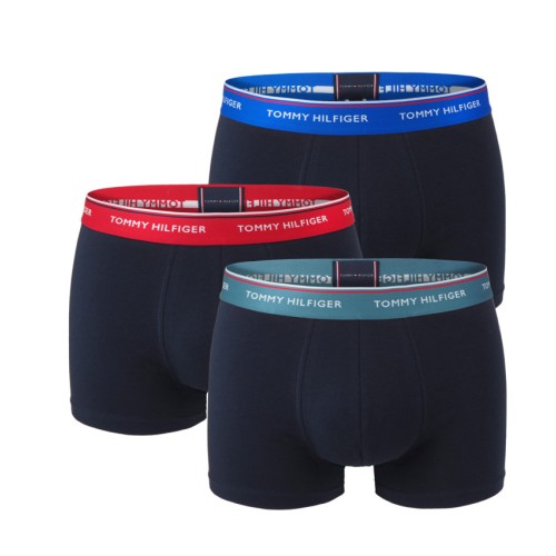 Herren Boxer Tommy Hilfiger Premium Essentials WB Trunk Dunkelblau mit farbigem Gürtel 3-pack Herren Boxer Tommy Hilfiger Premium Essentials WB Trunk Dunkelblau mit farbigem Gürtel 3-pack