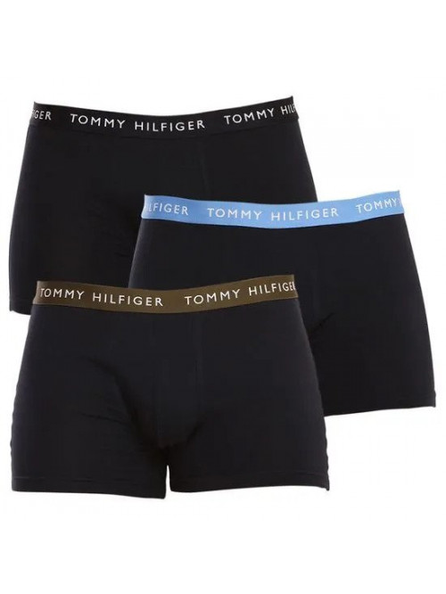 Herren Boxershorts Tommy Hilfiger Recycled Essentials Trunk Dunkelblau mit farbigen Gürteln 3-pack