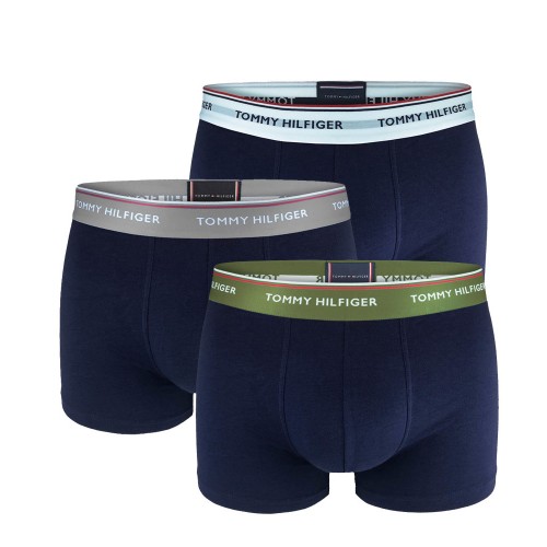 Herren Boxer Tommy Hilfiger Premium Essentials WB Trunk 3-pack Dunkelblau mit farbigem Gürtel Herren Boxer Tommy Hilfiger Premium Essentials WB Trunk 3-pack Dunkelblau mit farbigem Gürtel