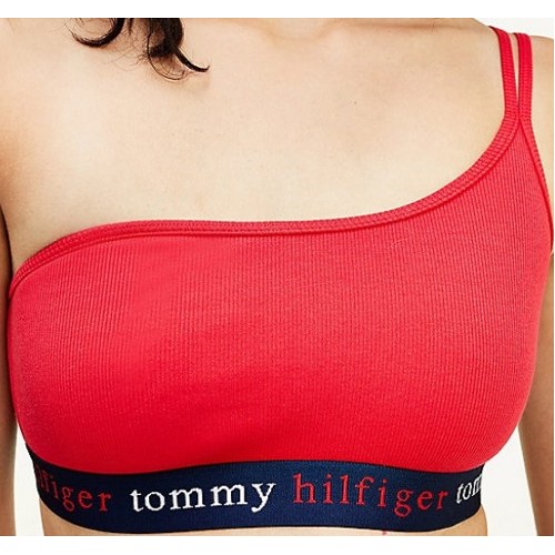 Damen BH Tommy Hilfiger Asymetric Bralette Stretch Organic Cotton Rot Damen BH Tommy Hilfiger Asymetric Bralette Stretch Organic Cotton Rot