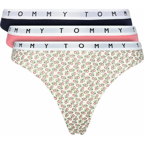 Damen Höschen Tommy Hilfiger Print Thong 3-pack Mehrfarbig - Rosarot, Weiß, Schwarz Damen Höschen Tommy Hilfiger Print Thong 3-pack Mehrfarbig - Rosarot, Weiß, Schwarz