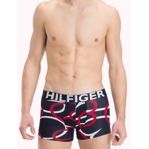 Herren Boxershorts Tommy Hilfiger Trunk Macro Pop mit Herzen - Navy Herren Boxershorts Tommy Hilfiger Trunk Macro Pop mit Herzen - Navy