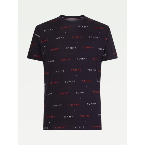 Herren T-Shirt Tommy Hilfiger ALL-OVER EMBROIDERY Navy Herren T-Shirt Tommy Hilfiger ALL-OVER EMBROIDERY Navy