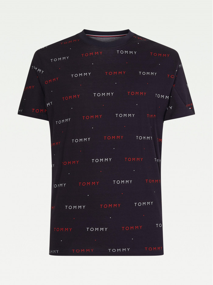 Herren T-Shirt Tommy Hilfiger ALL-OVER EMBROIDERY Navy