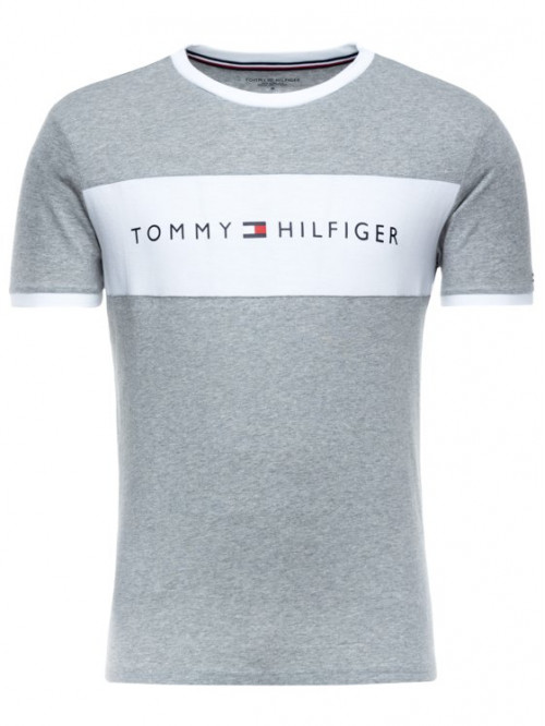 Herren T-Shirt Tommy Hilfiger Tee Logo Flag Grau