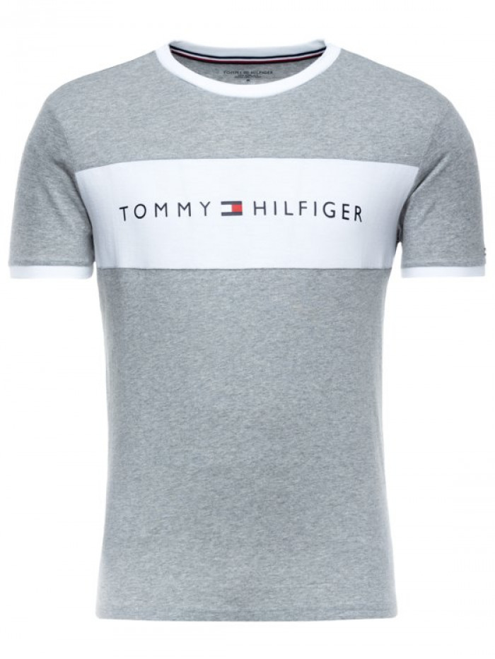 Herren T-Shirt Tommy Hilfiger Tee Logo Flag Grau