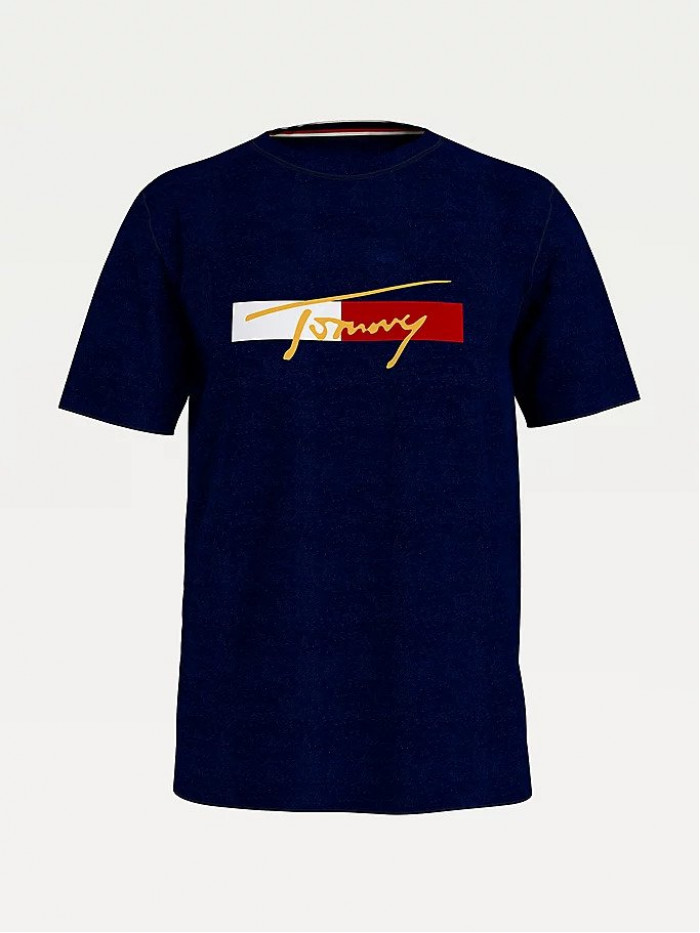 Herren T-Shirt  Tommy Hilfiger Organic Cotton Logo Blau