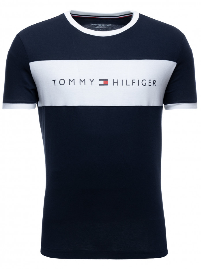 Herren T-Shirt Tommy Hilfiger Tee Logo Flag Blau