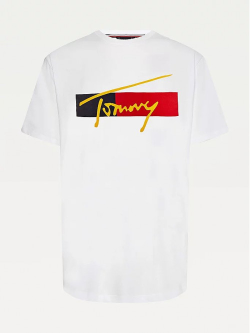 Herren T-Shirt  Tommy Hilfiger Organic Cotton Logo Weiß