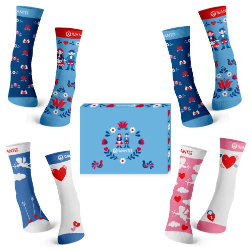 Valentinstag Socken für ein Paar 4-Pack Geschenkbox Valentinstag Socken für ein Paar 4-Pack Geschenkbox