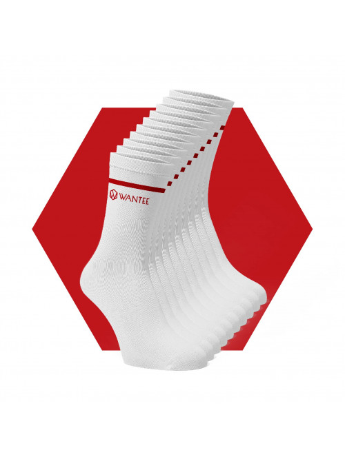 Socken Basic White and Red Wantee 10-pack