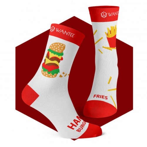 Socken Hamburger und Pommes Wantee Socken Hamburger und Pommes Wantee