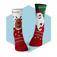 Socken Fröhlicher Weihnachtsmann und Rentier Want...
