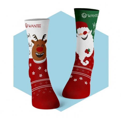 Socken Fröhlicher Weihnachtsmann und Rentier Wantee Socken Fröhlicher Weihnachtsmann und Rentier Wantee